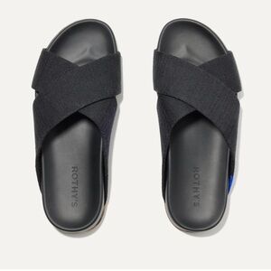 Rothy's Black Cross-Strap Slide Sandals